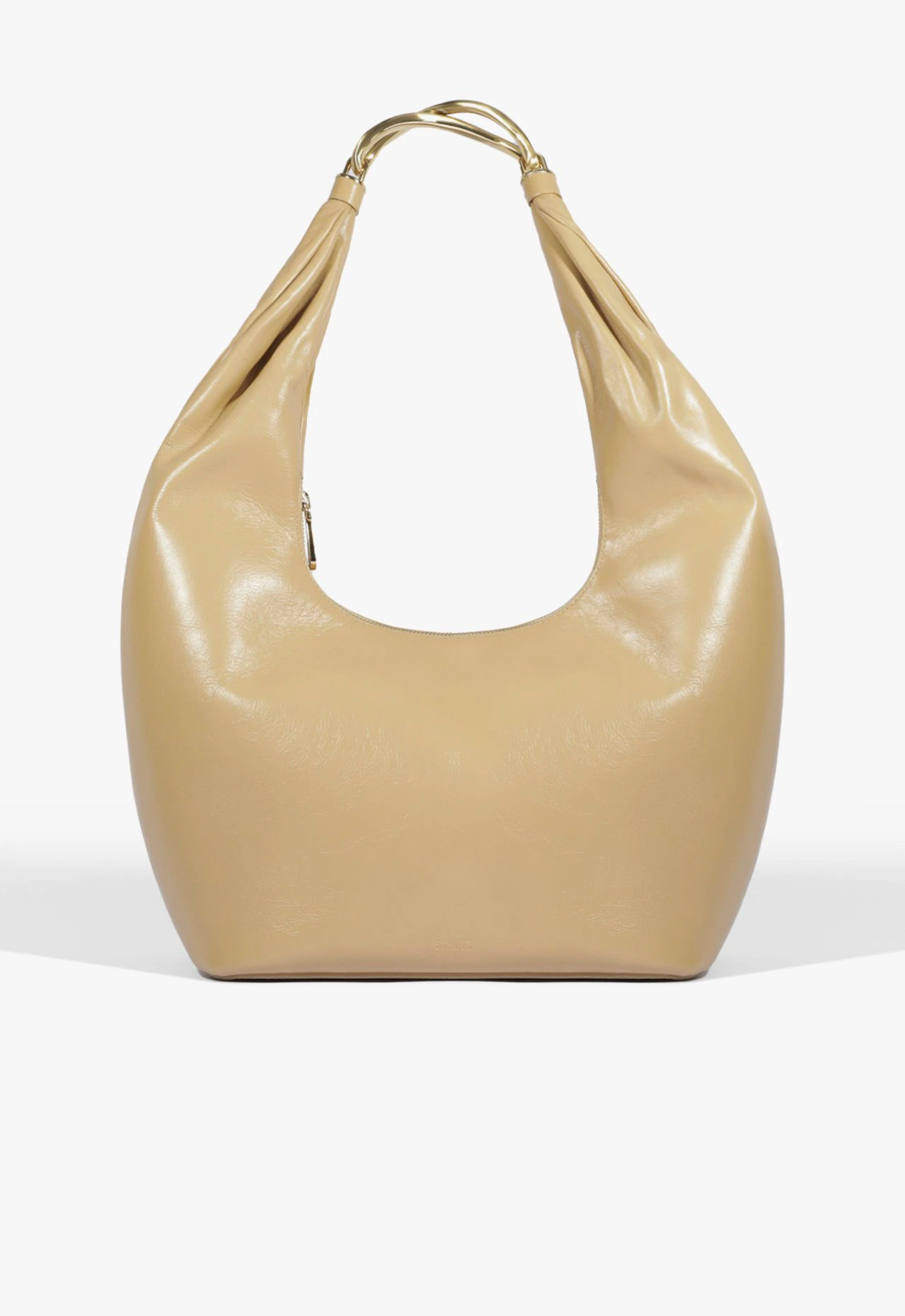 Bolsa Maxi Hobo Couro Metal Bege