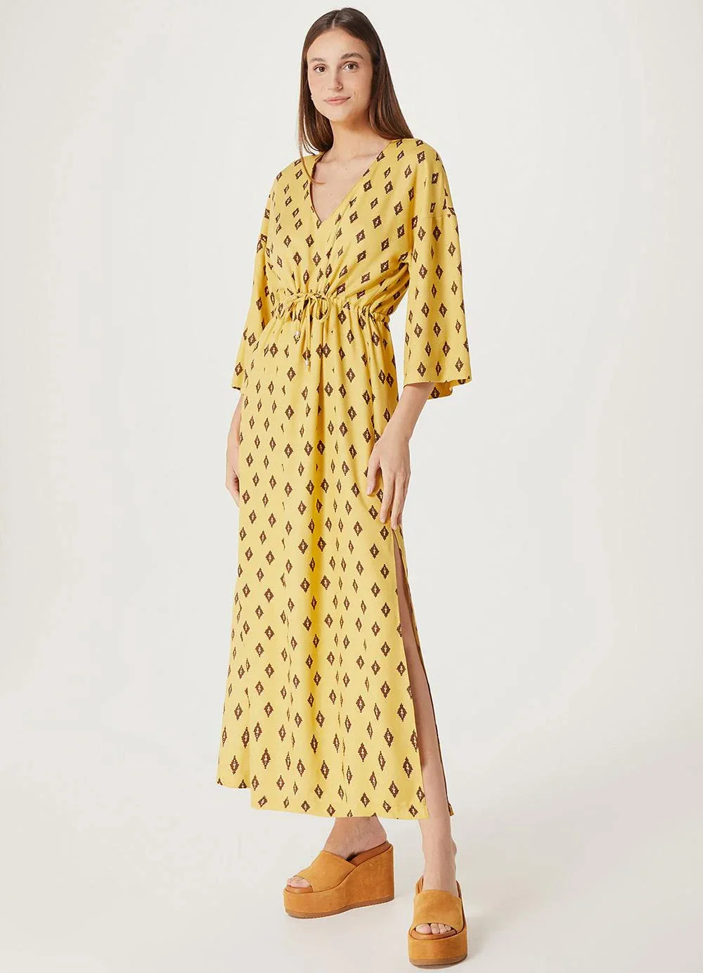 Hering - Vestido Longo Feminino Mostarda