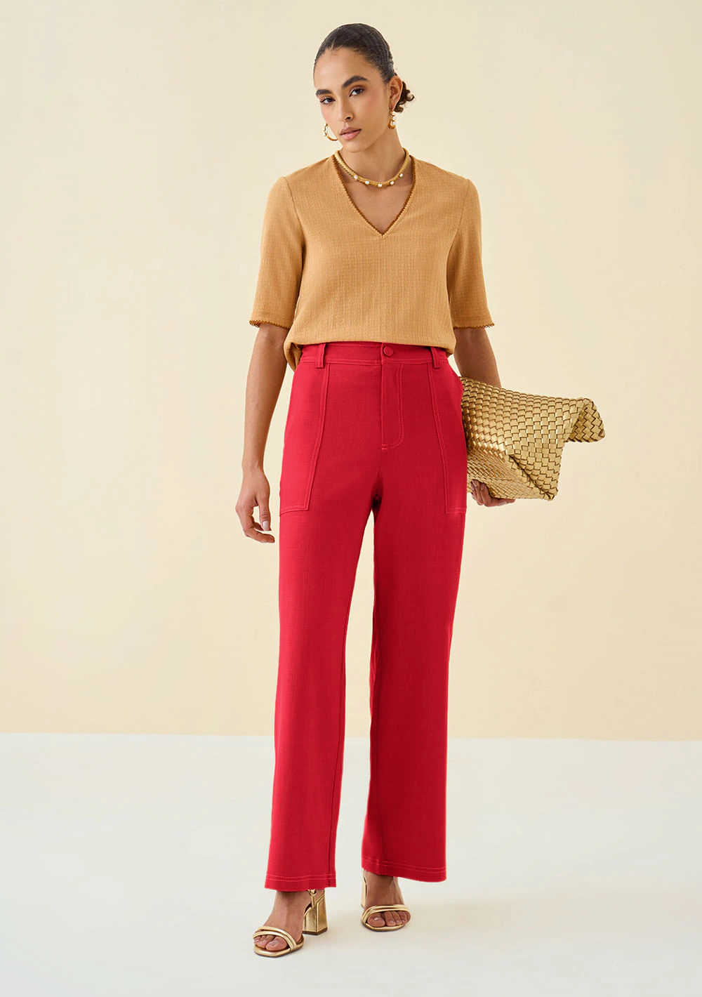 Calça Maria.Valentina Reta Alta Vermelho