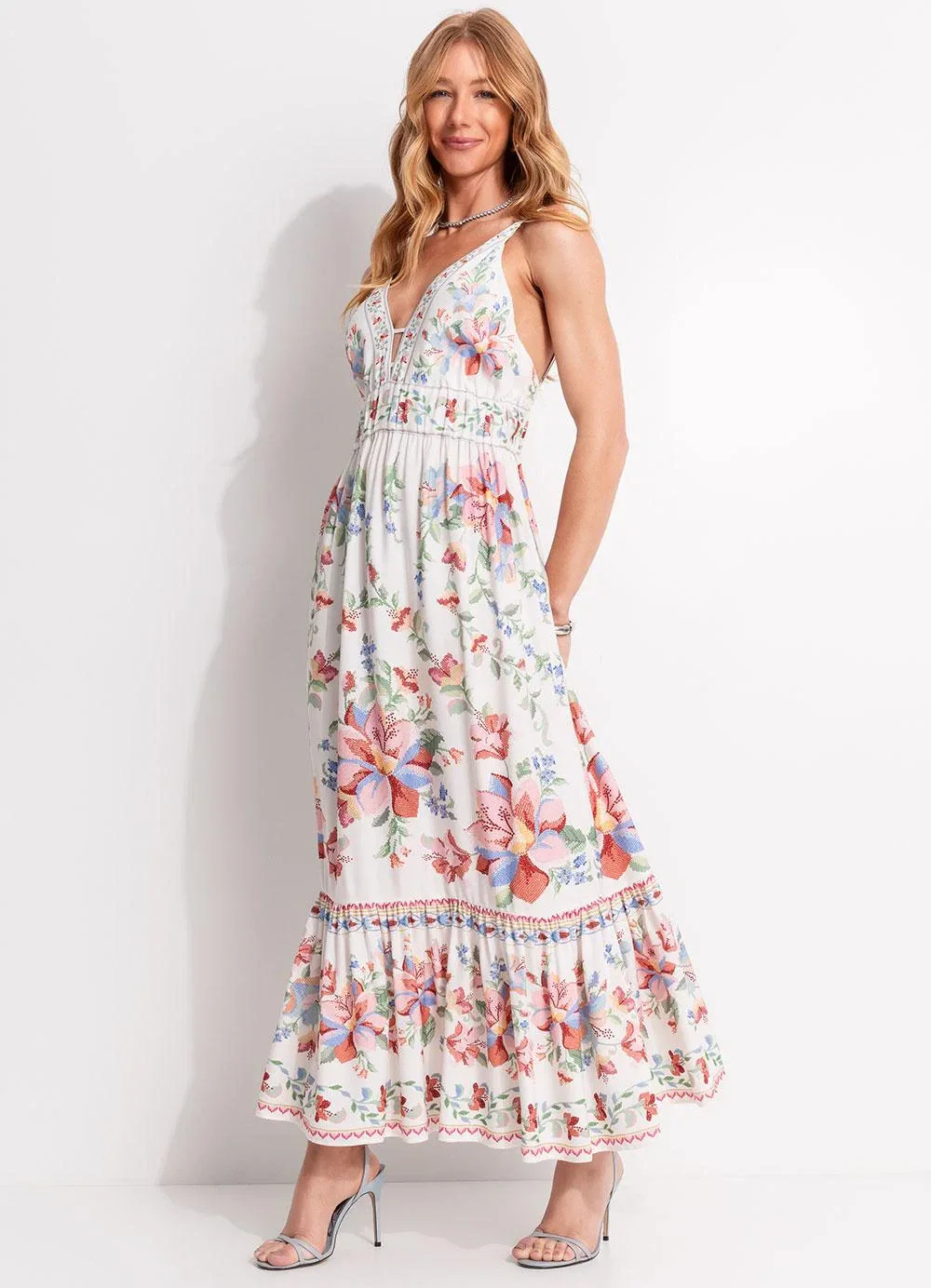 Farm - Vestido Cropped Brisa Serena Bege