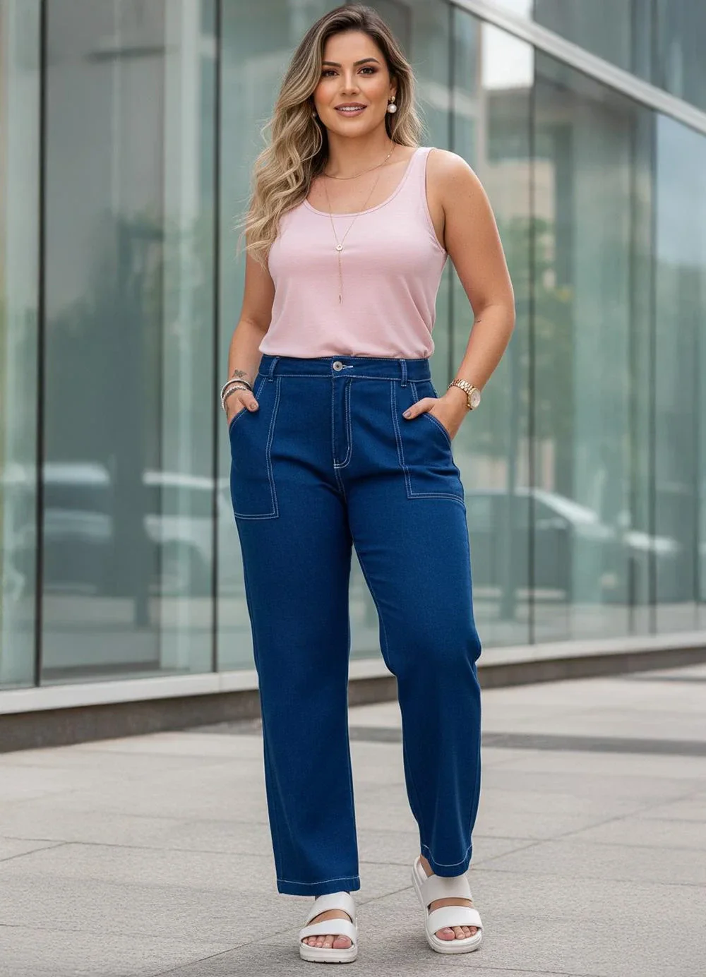 Quintess - Calça Azul Bic em Jeans