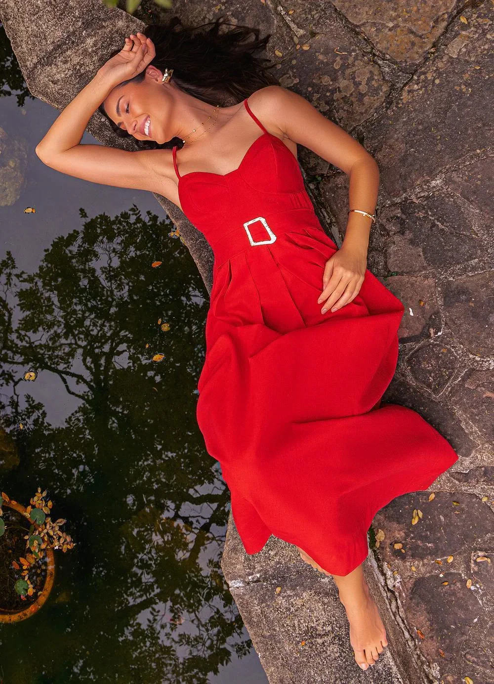Quintess - Vestido Vermelho em Linho
