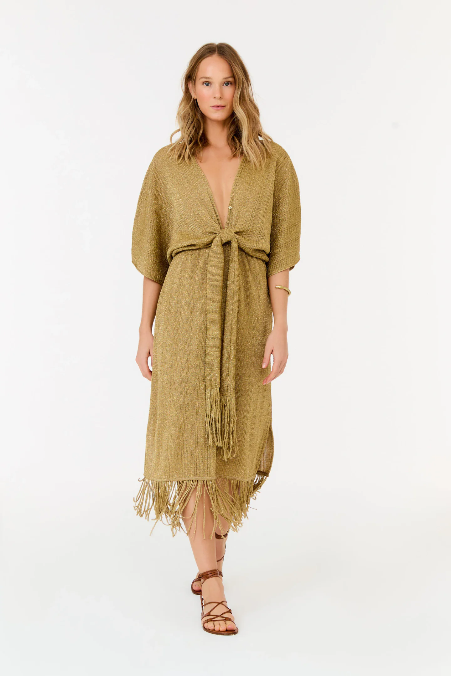 Vestido Tricot Franjas Amarração