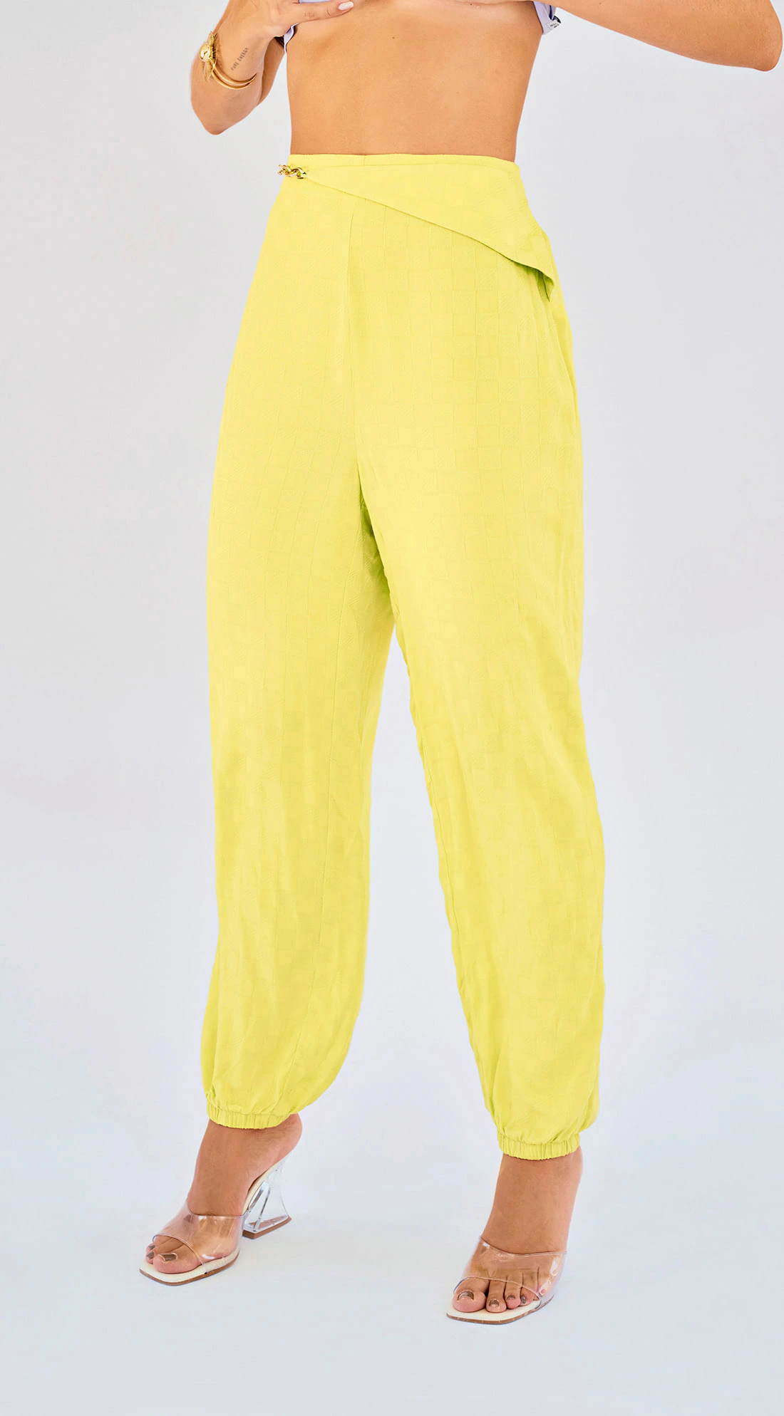Calca Zinco Jogger Cós Alto Com Corrente Verde Claro