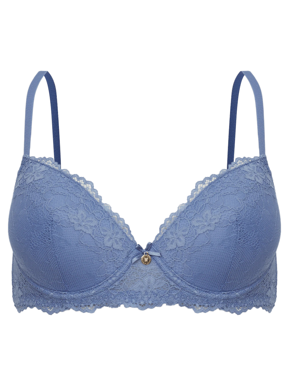 Sutiã Cobertura Total Bojo Microfibra e Renda Première Azul Country Blue