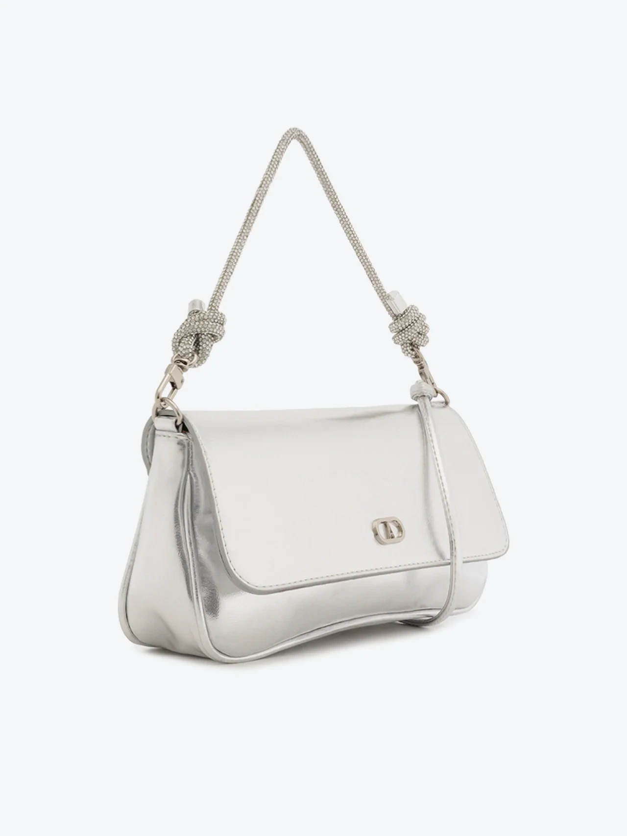 Bolsa Tiracolo Média Alça Glam Prata