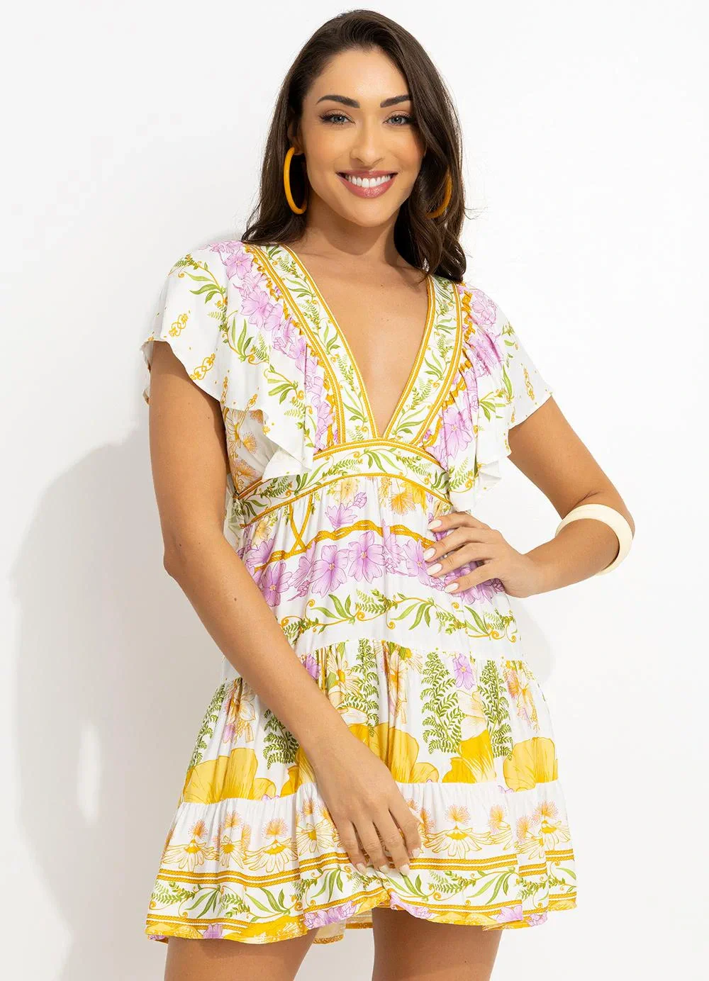 Farm - Vestido Curto Alice Off Off White