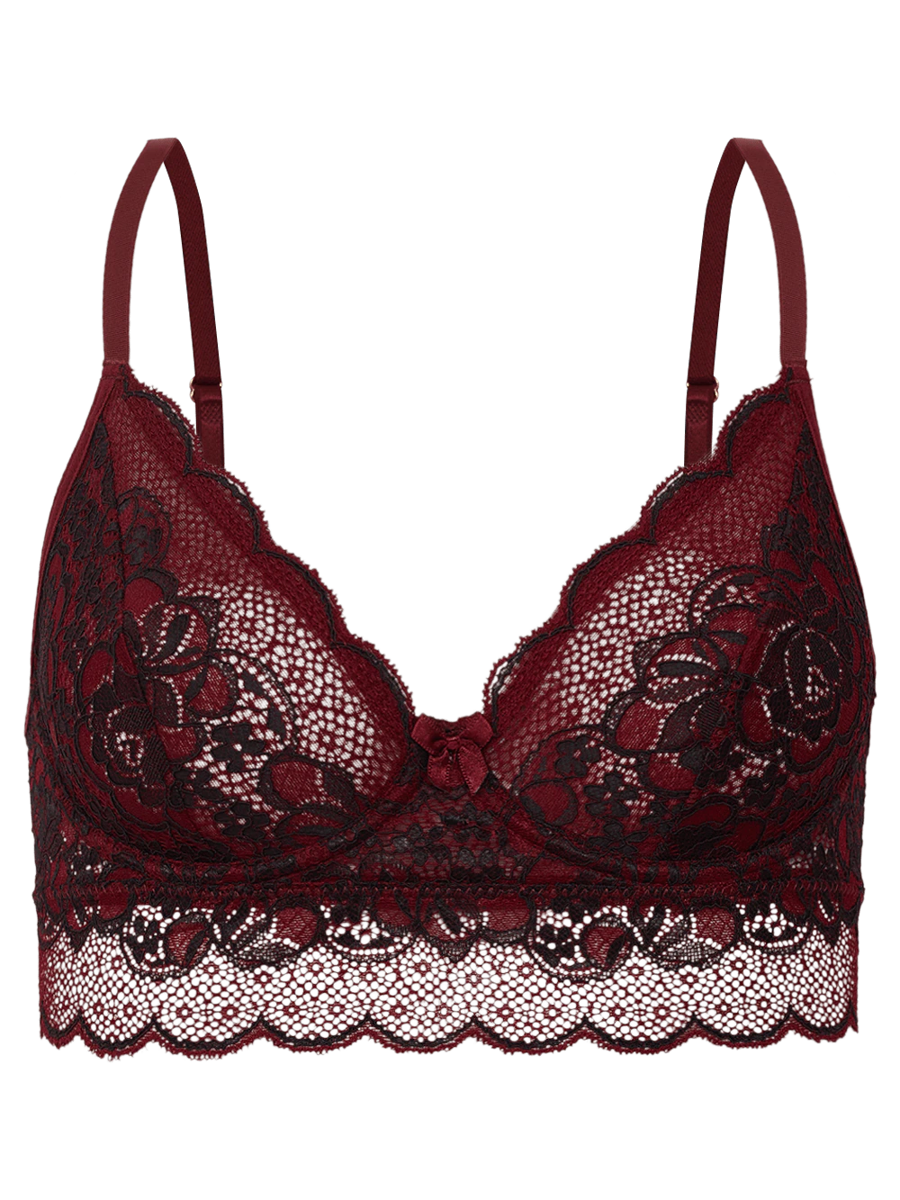 Sutiã Meia Taça Underwire Base Renda Lana Vinho Malbec