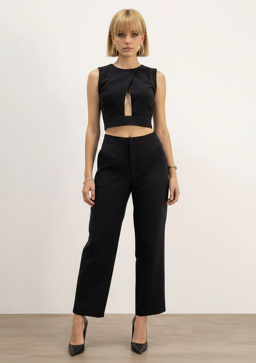 Calça Slim Alta Preto Fosco