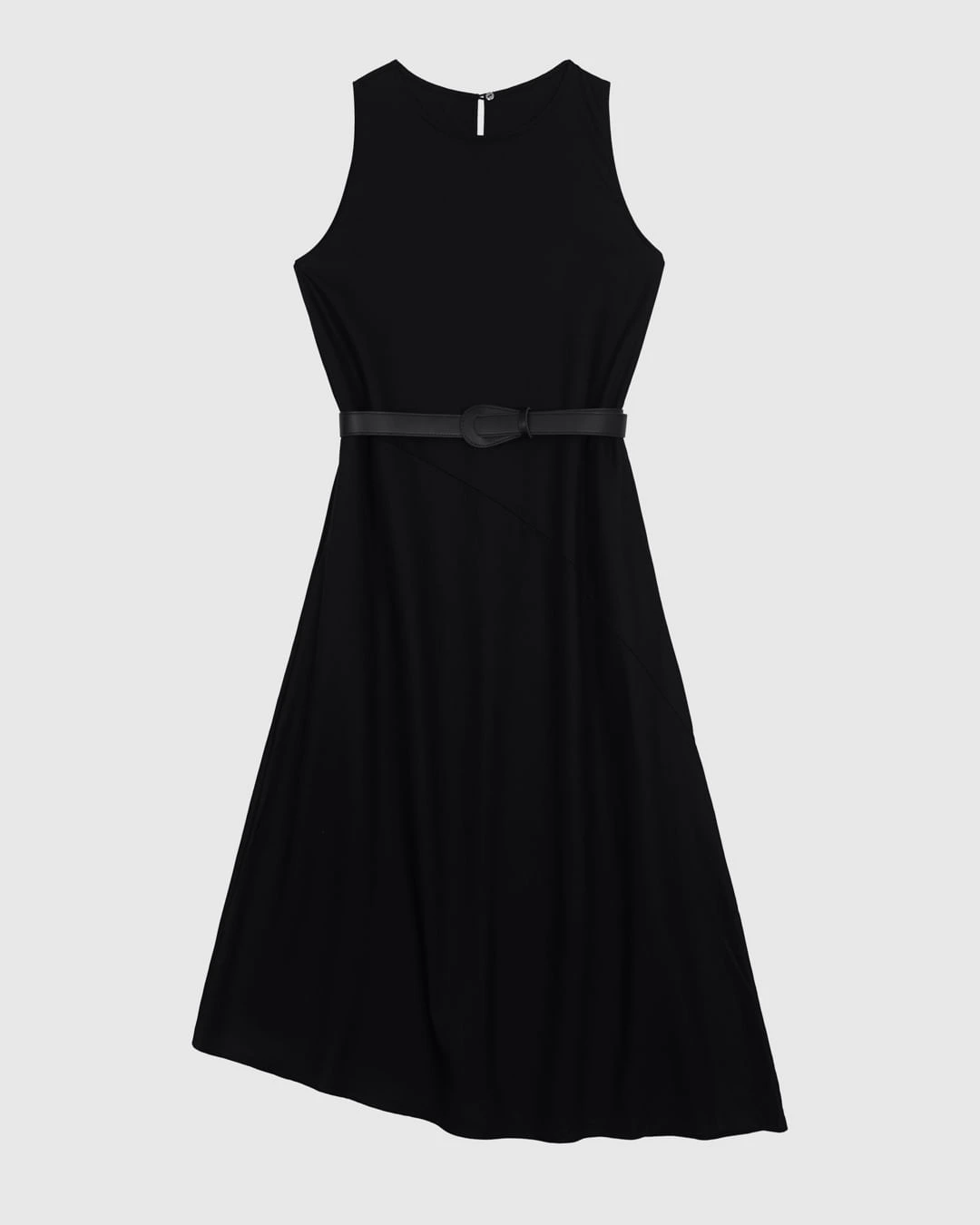 Vestido Midi Feminino Com Cinto E Barra Assimétrica Em Crepe De Viscose - ENFIM