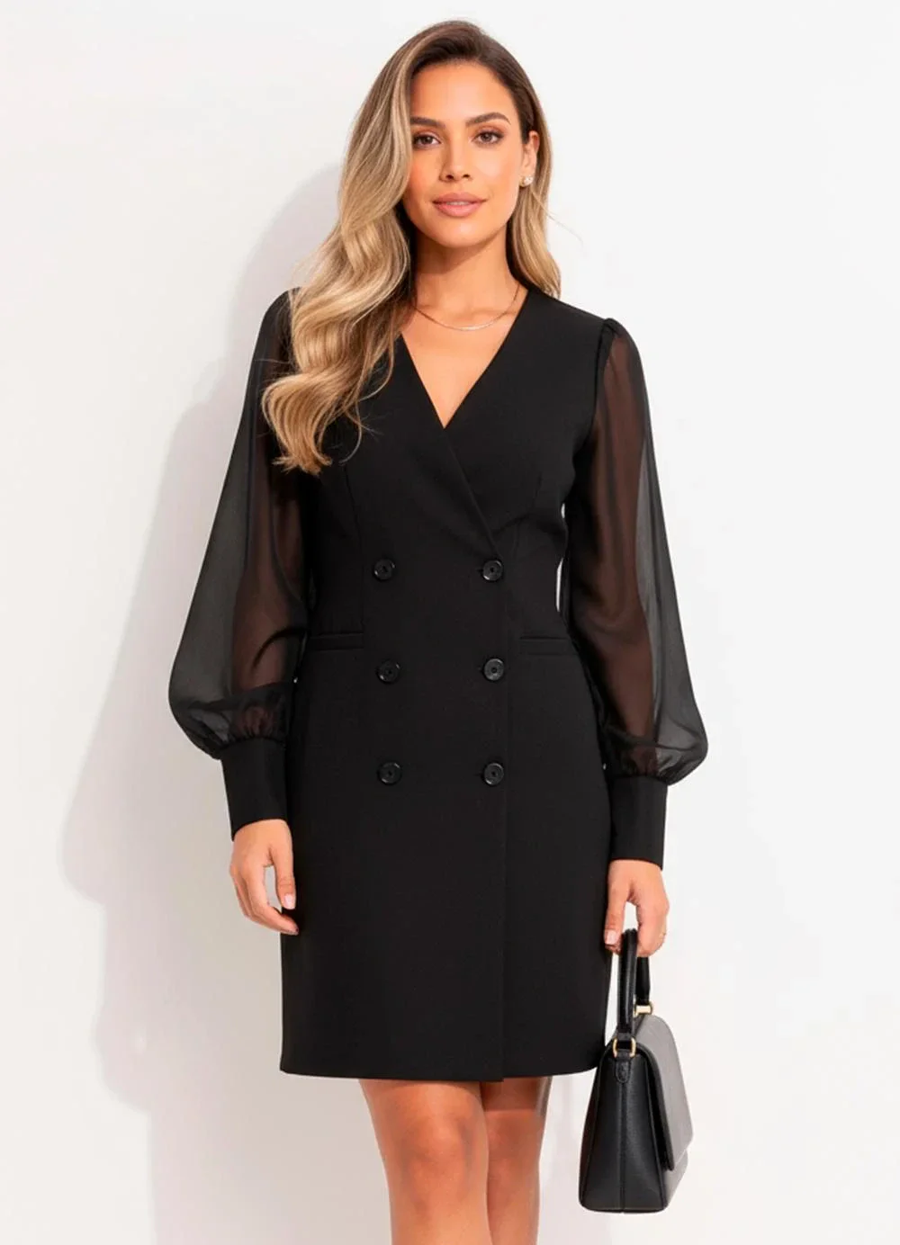 Quintess - Vestido Preto em Chiffon