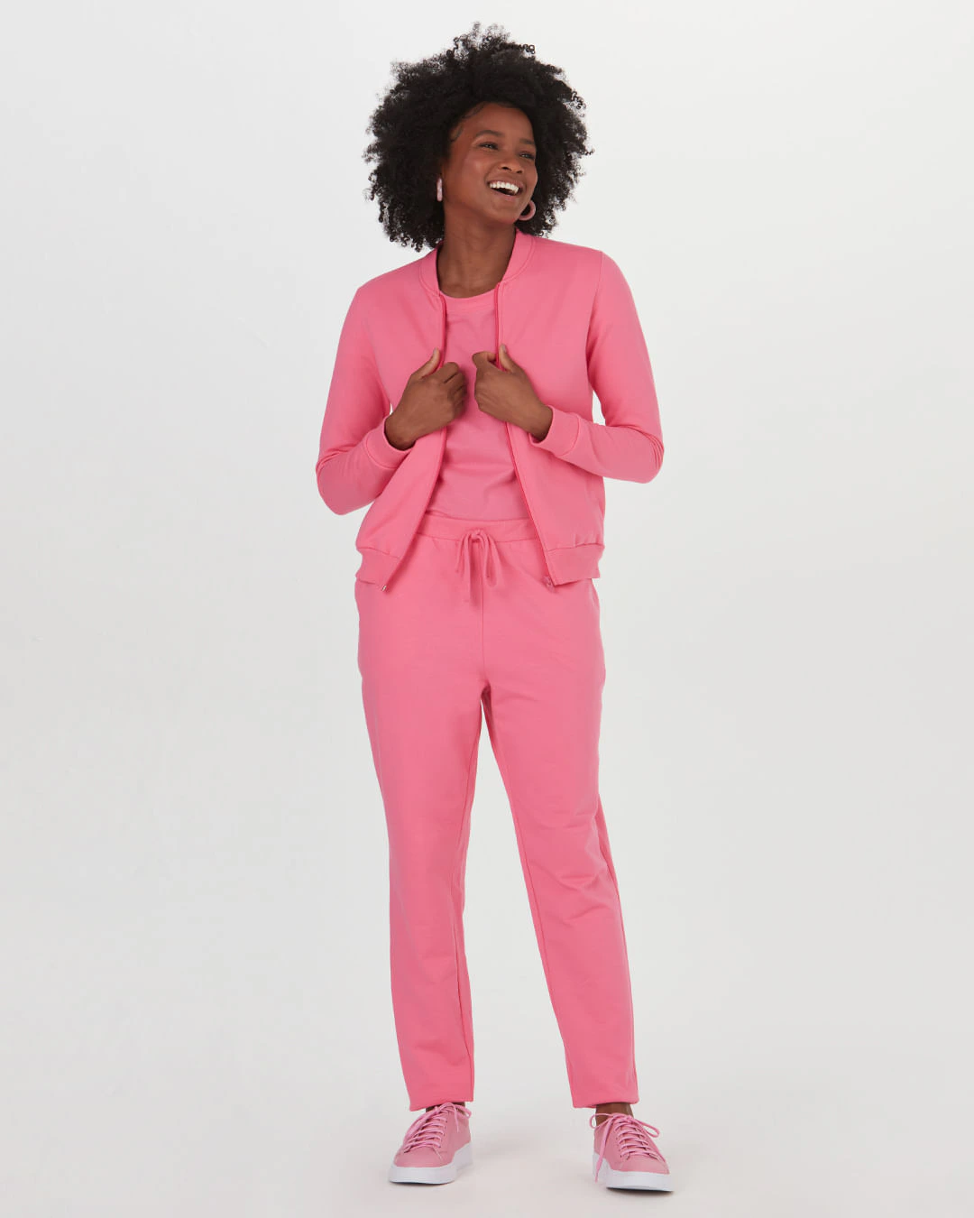 Calça Básica Feminina Reta Em Moletom Stretch Flanelado
