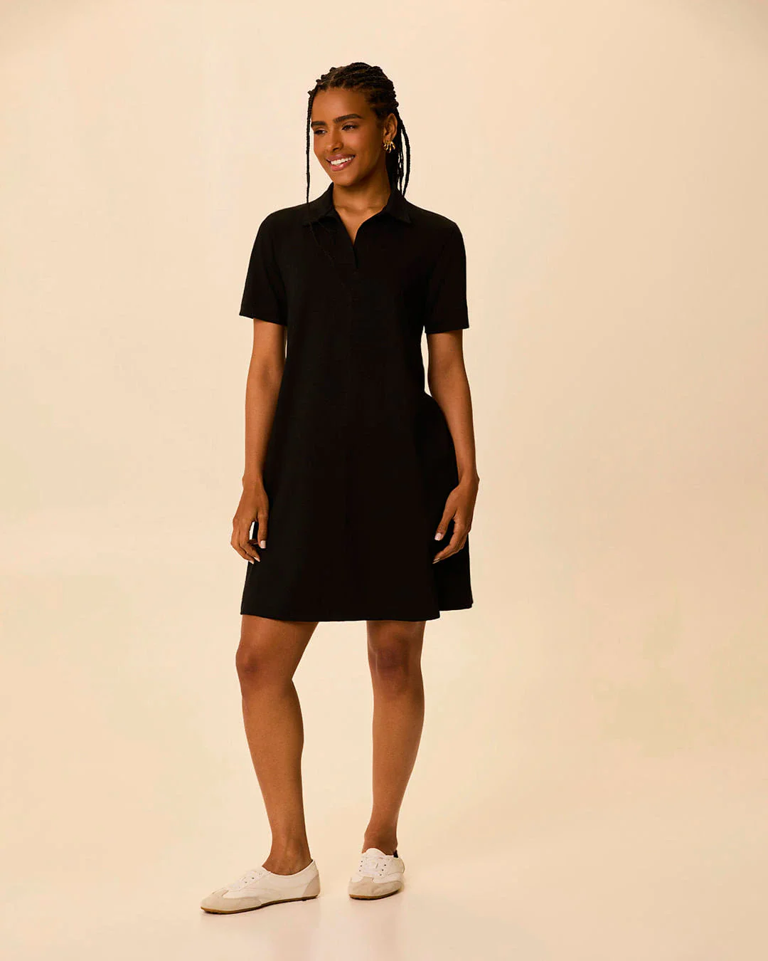 Vestido Polo Feminino Gola V Em Algodão