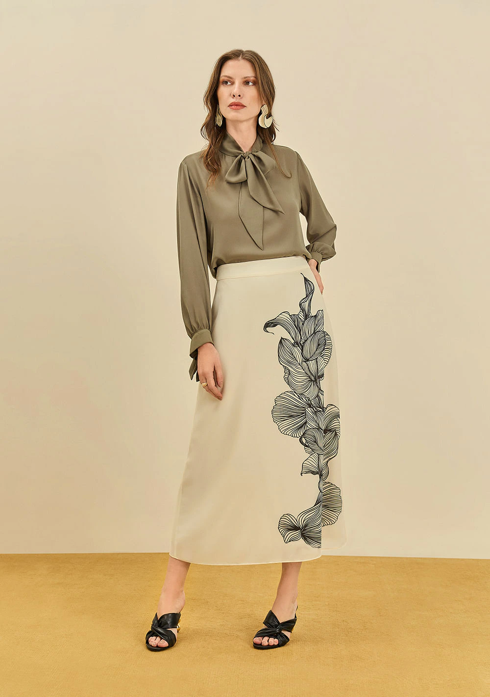 Saia Maria.Valentina Reta Alta Midi Off White