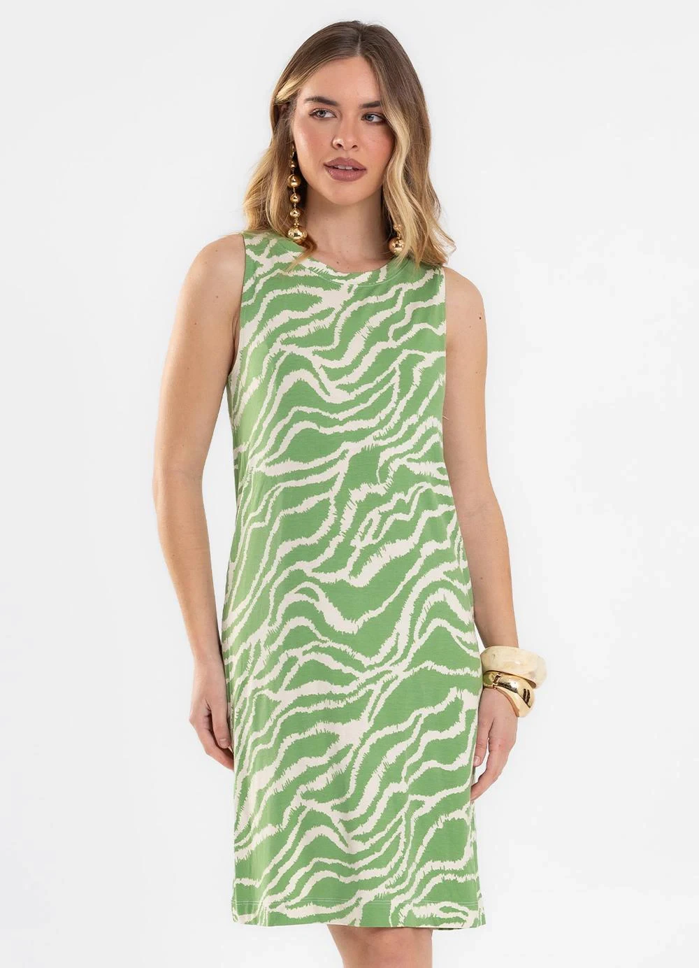Rovitex - Vestido Feminino Estampado Viscotorcion Verde