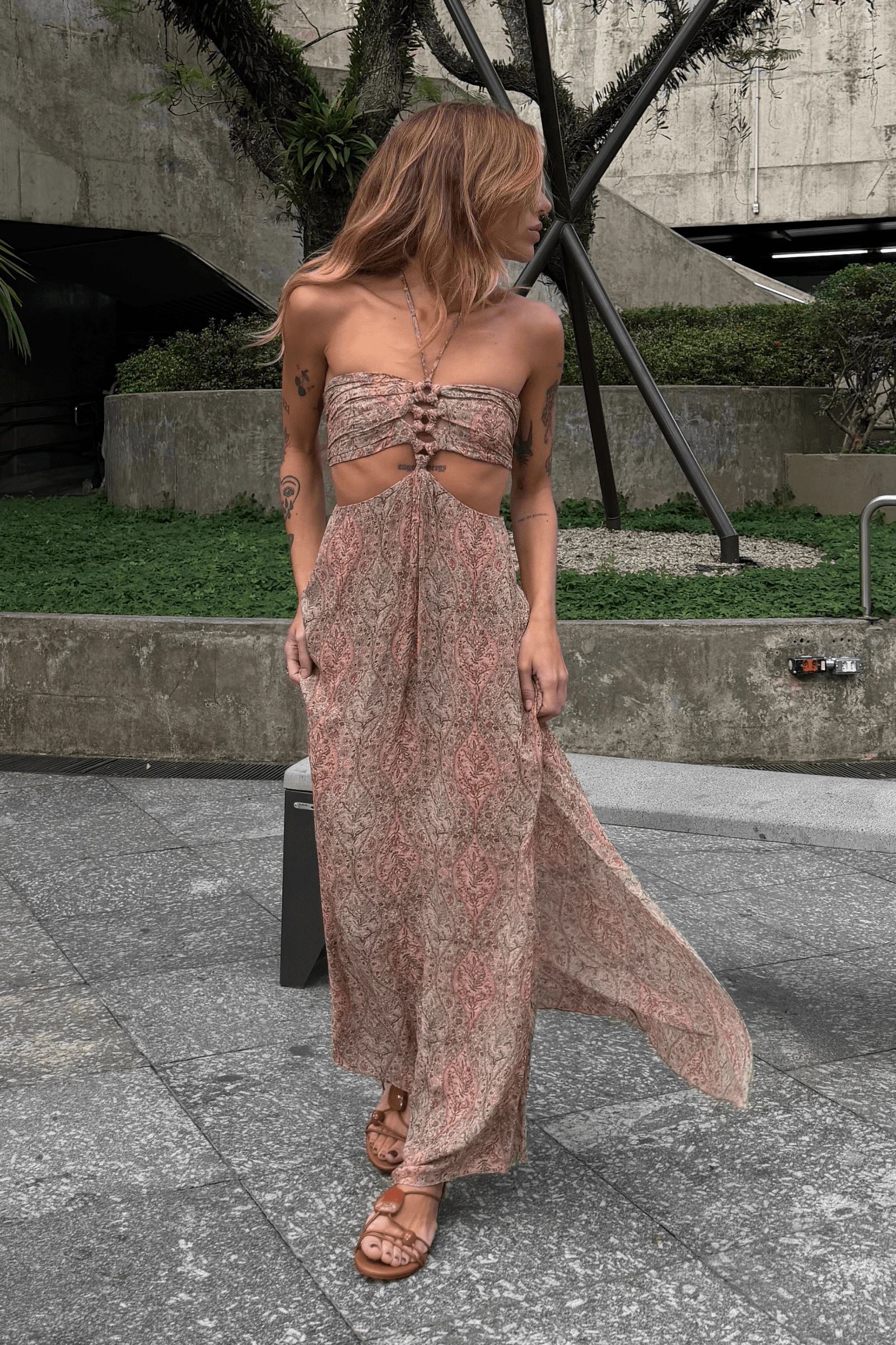 Vestido Midi Ggt Estampa Solar
