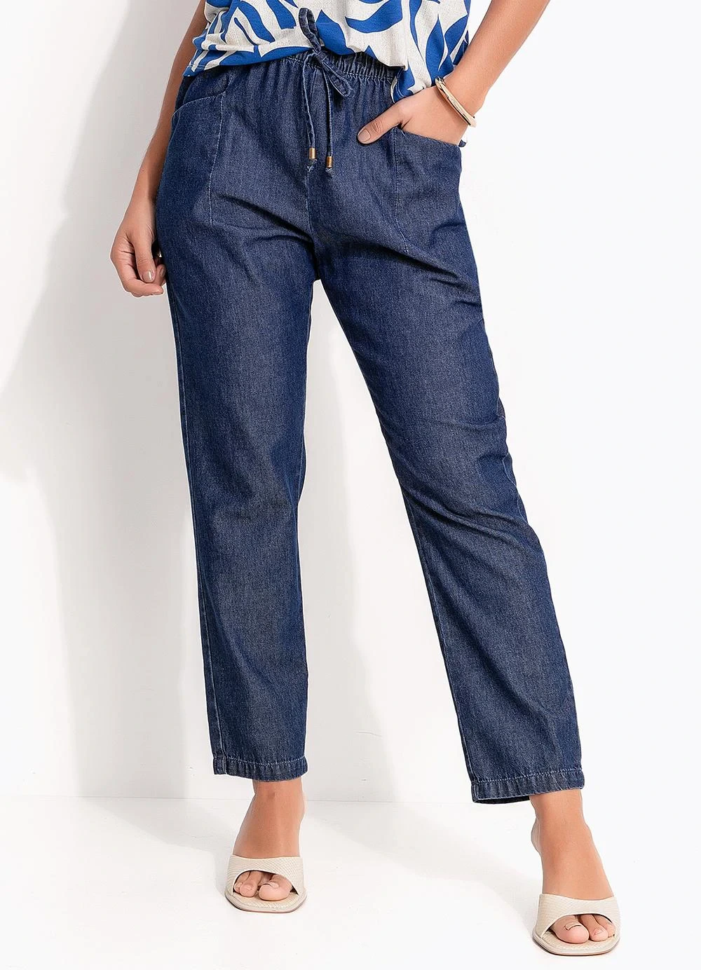 Quintess - Calça Jeans Azul Escuro em Jeans