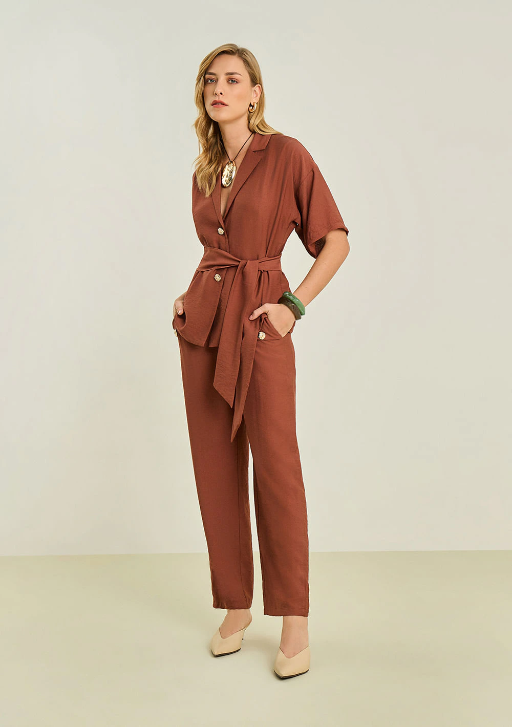 Calça Maria.Valentina Reta Alta Marrom