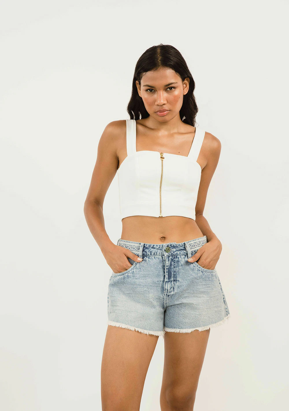 Shorts Zinco Five Pockets Com Etiqueta Jeans