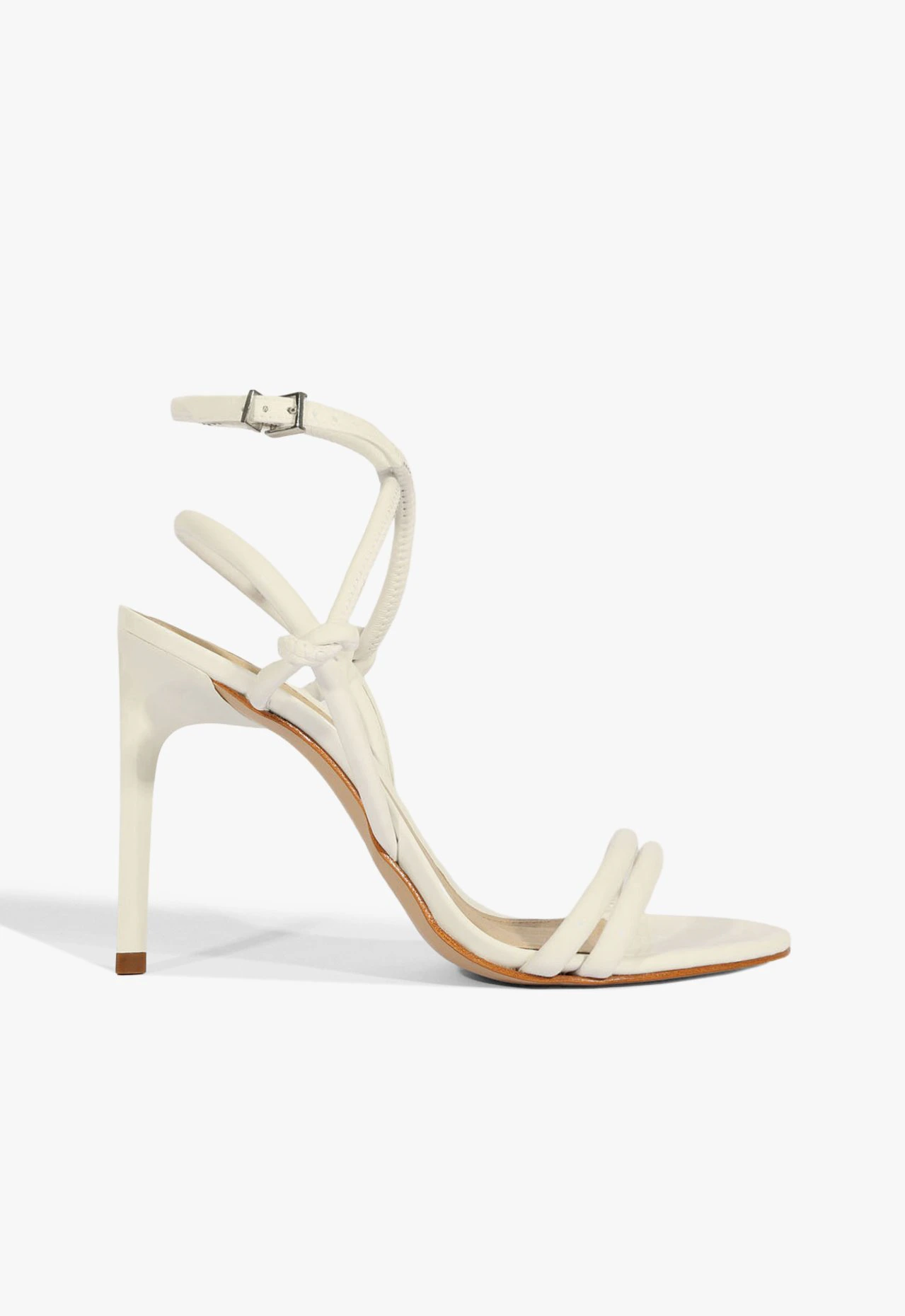 Sandália Off-White Salto Fino com Tiras
