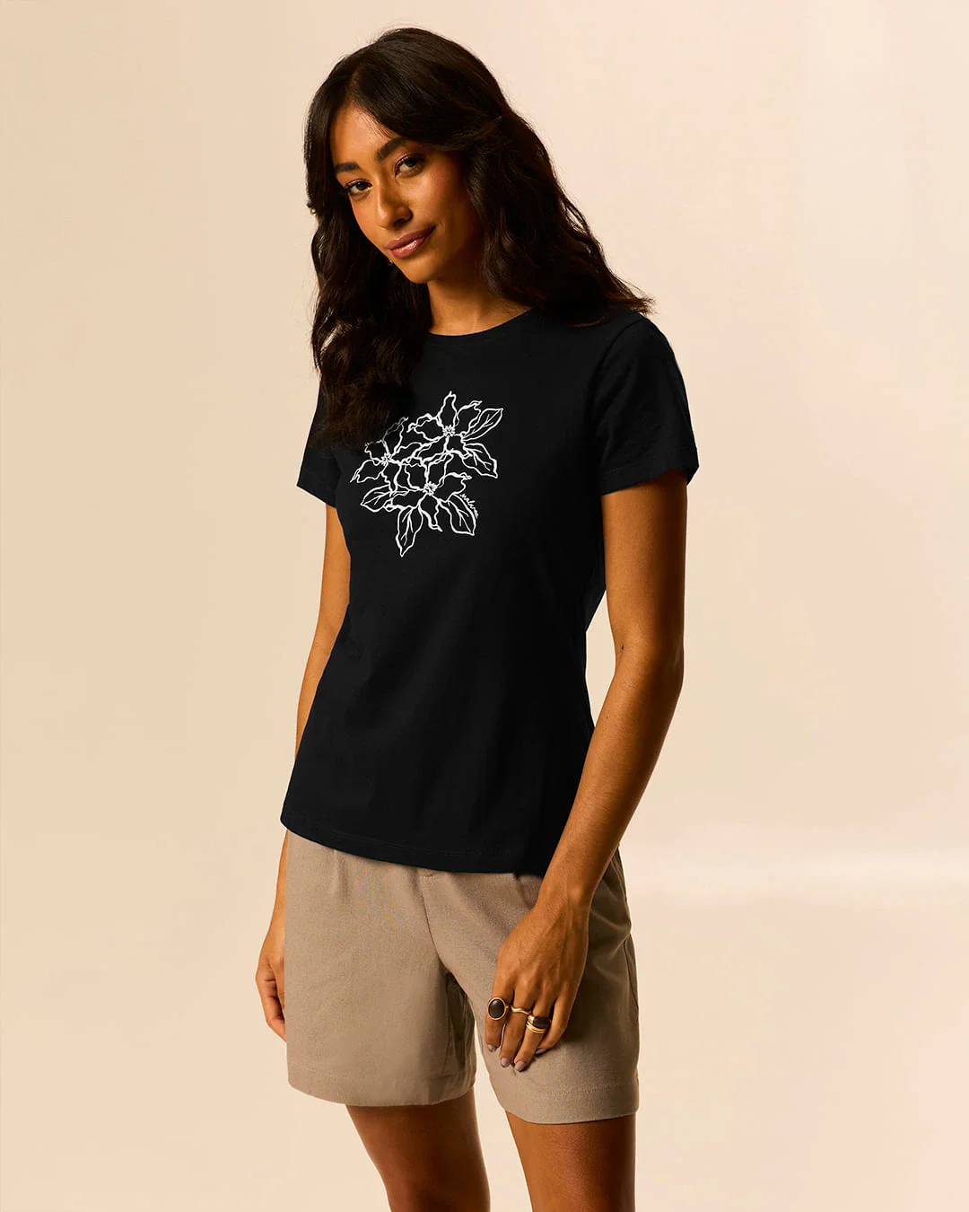 Camiseta Feminina Slim Estampas Variadas Em Malha 100% Algodão