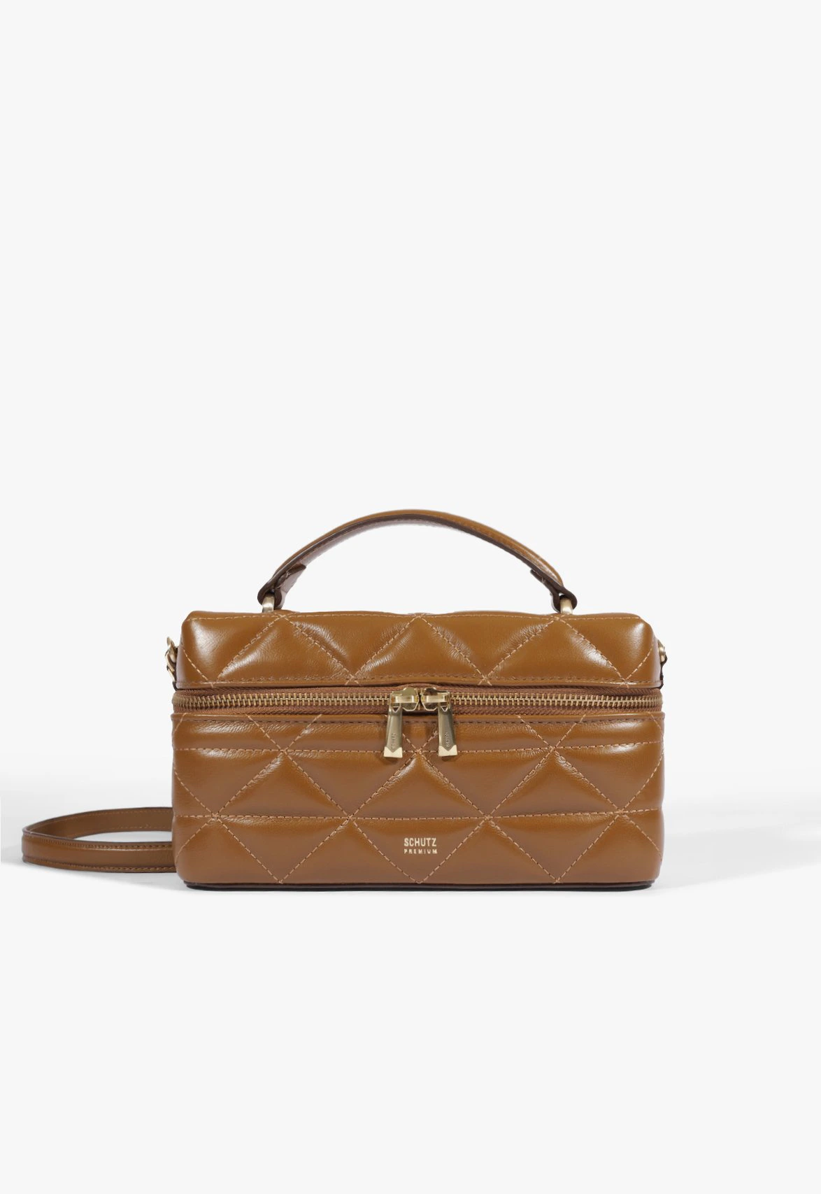 Bolsa Satchel Vanity Média Couro Marrom