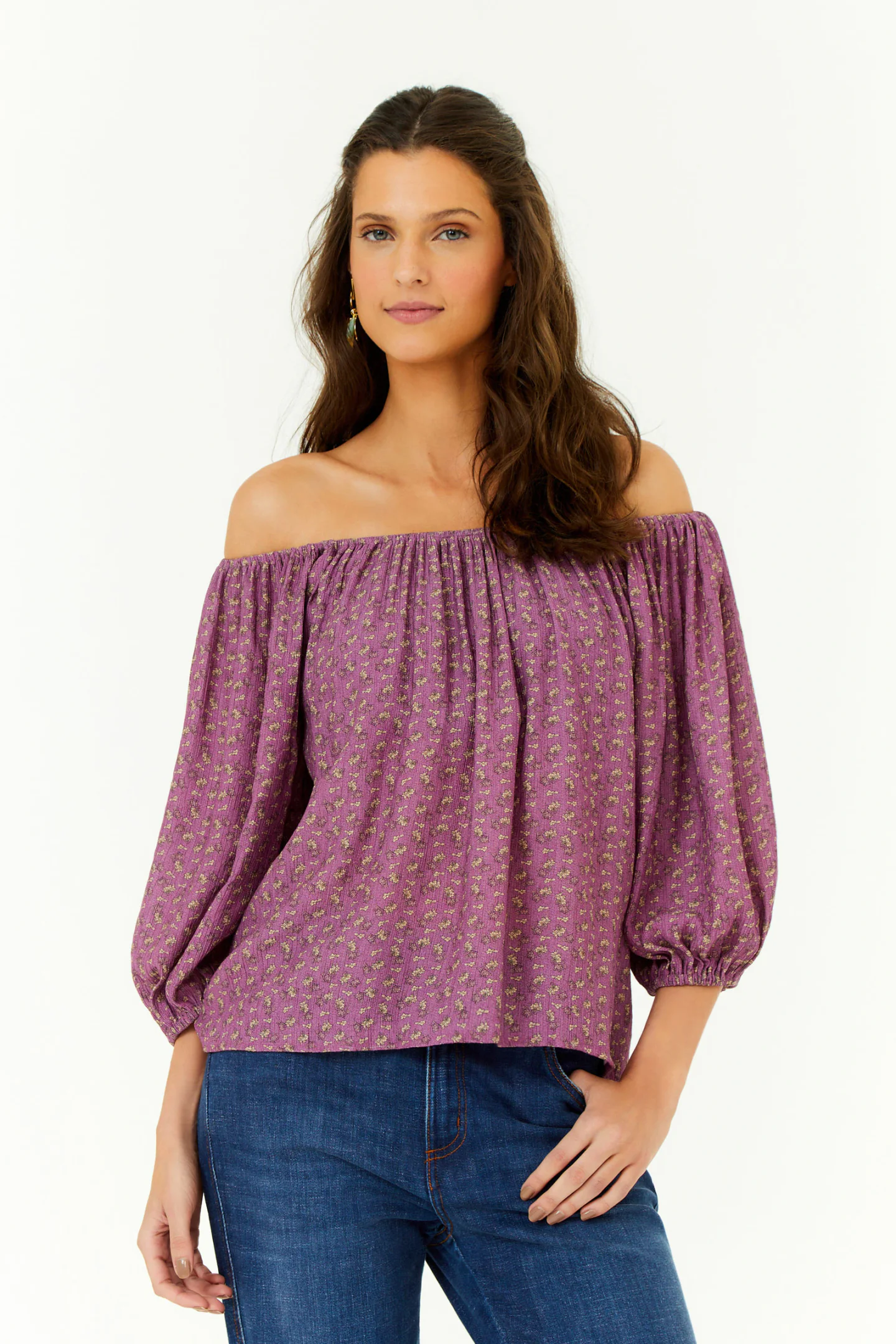 Blusa Ombro a Ombro Estampa Glam