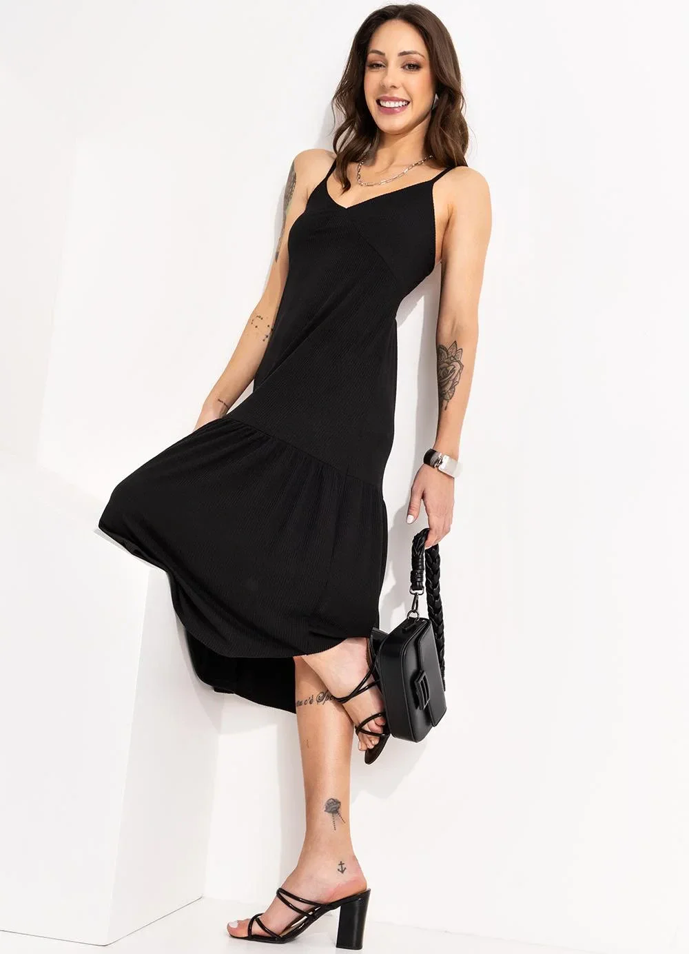 Bimini - Vestido Preto em Canelado