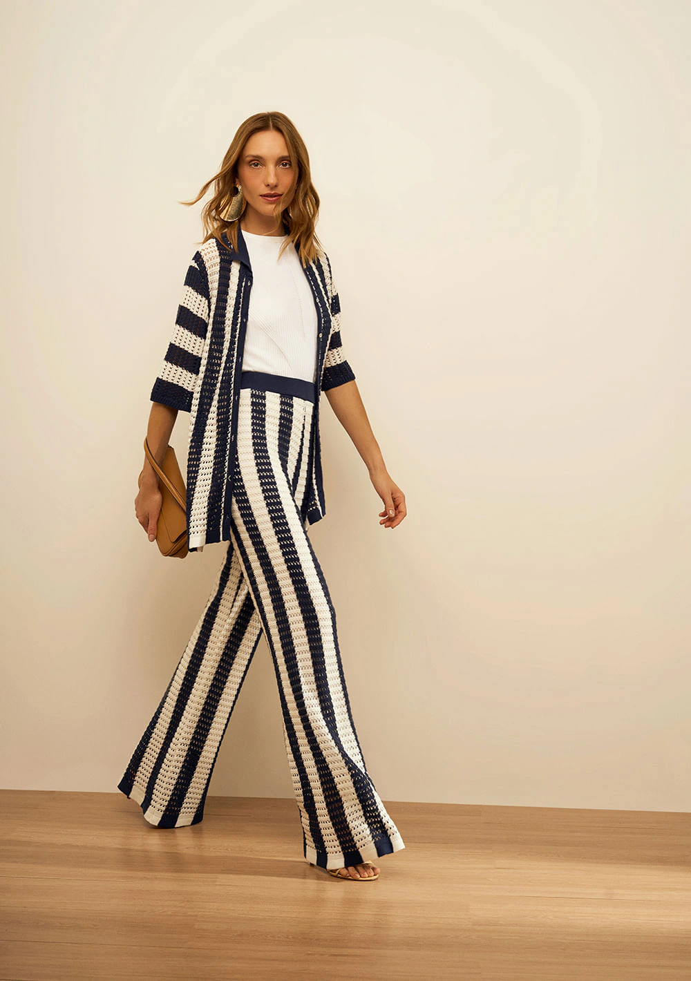 Calça Maria.Valentina Flare Alta Azul Escuro