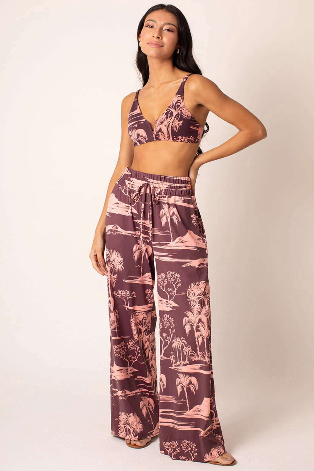 Calça Feminina Pantalona com Bolso Fluxy - Toile Wine