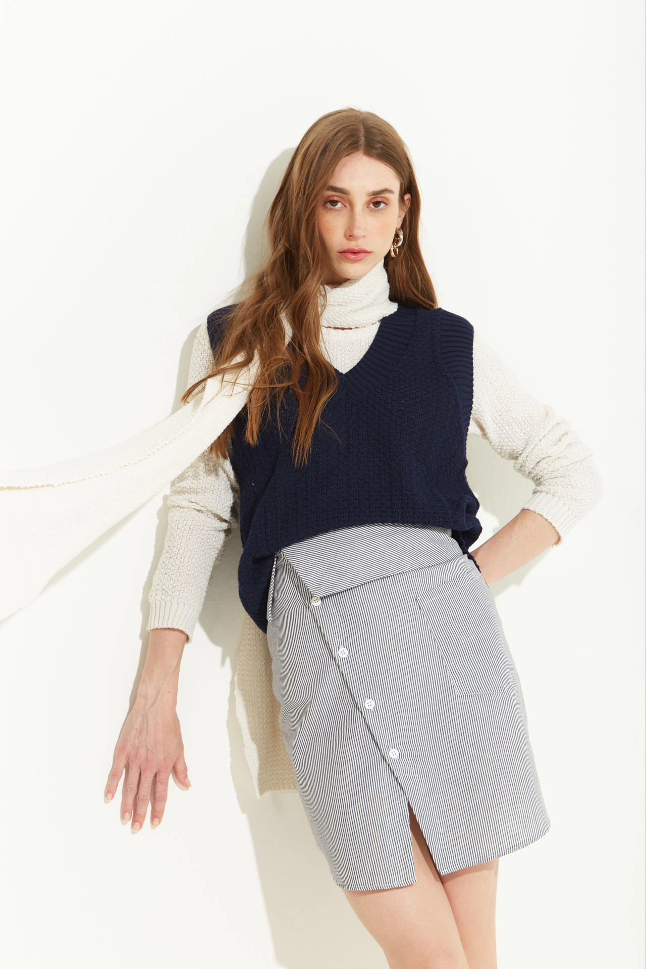 Saia Zinco Reta Alta Curta Off White