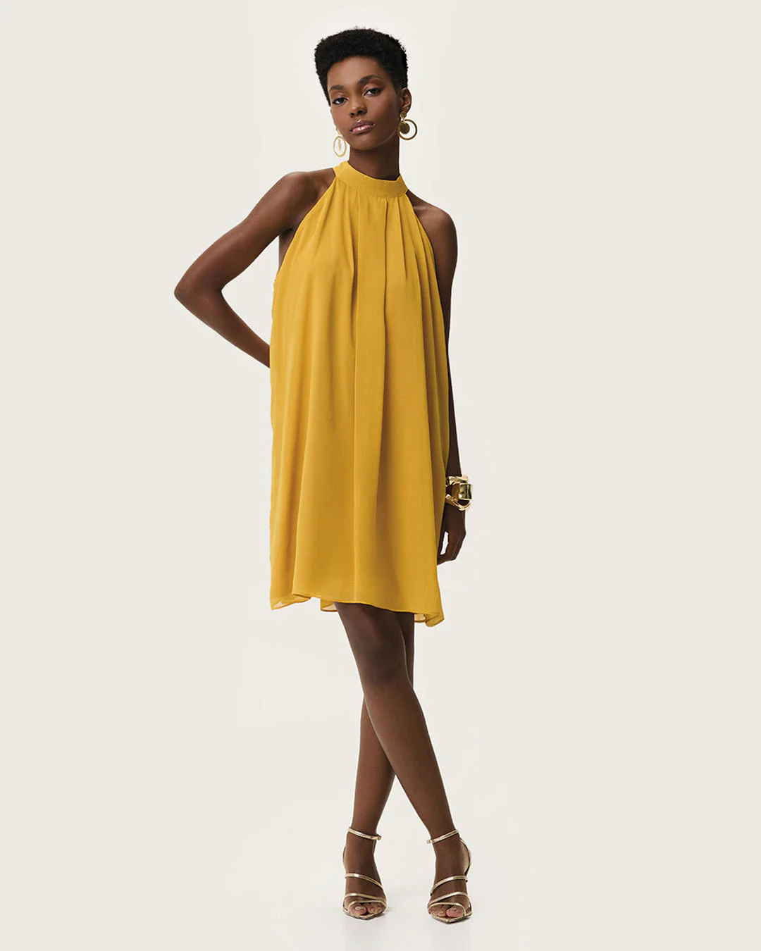 Vestido Feminino Evasê Frente Única Tecido Crepe Leve - ENFIM