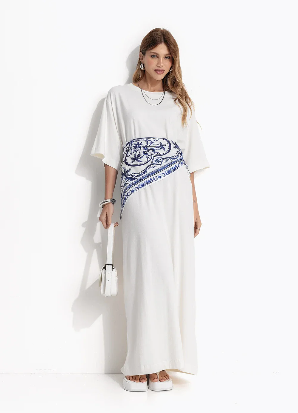 Farm - Vestido Longo Lenço Maravilha Off White