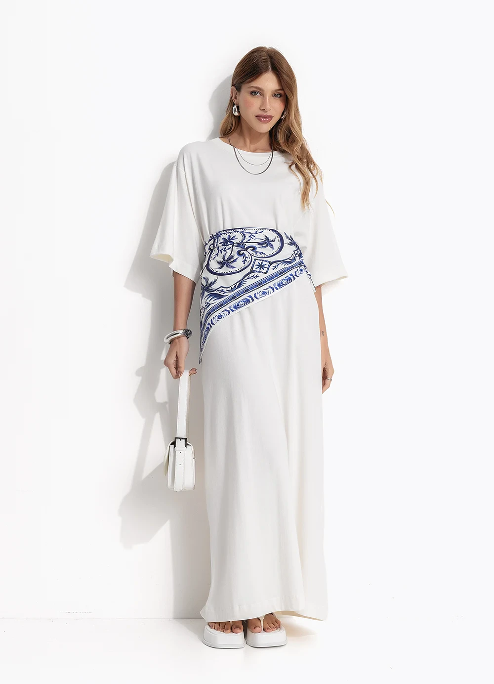 Farm - Vestido Longo Lenço Maravilha Off White