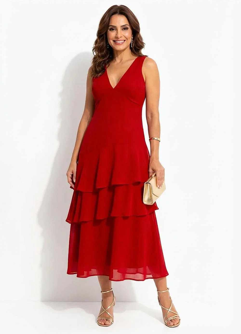 Quintess - Vestido Bordô em Chiffon