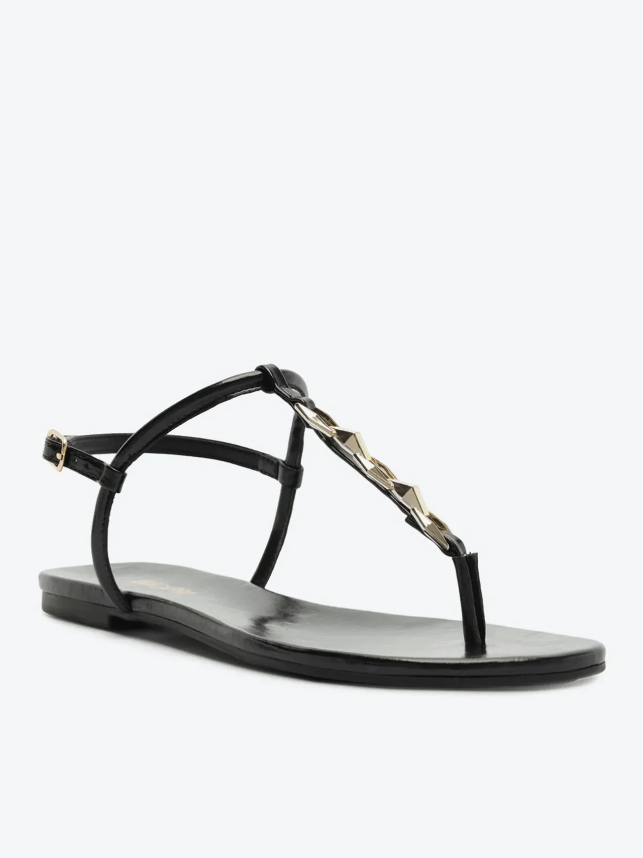 Sandália Rasteira Slim Metal Preta