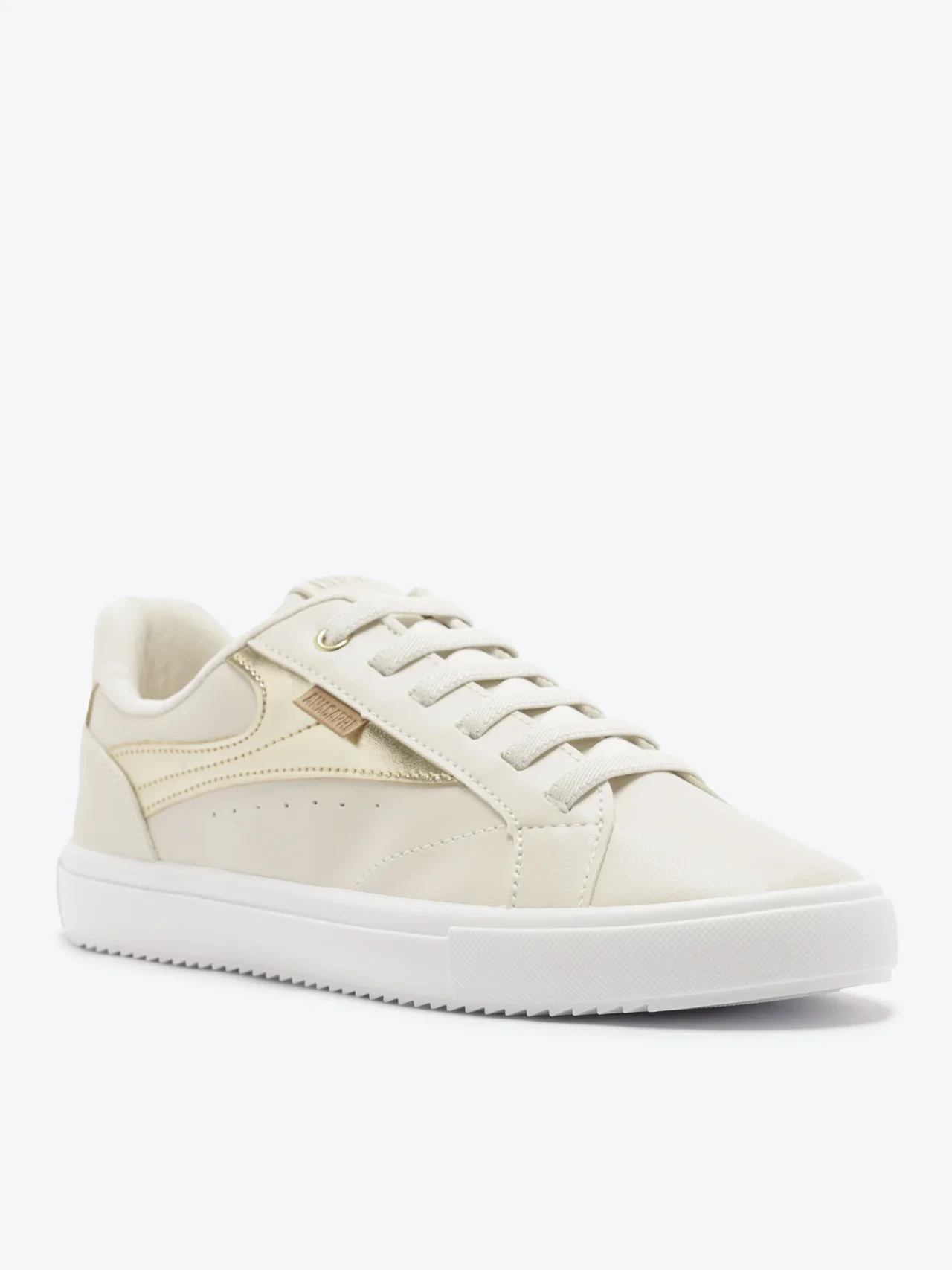 Tênis Recorte Mis Branco Off e Dourado