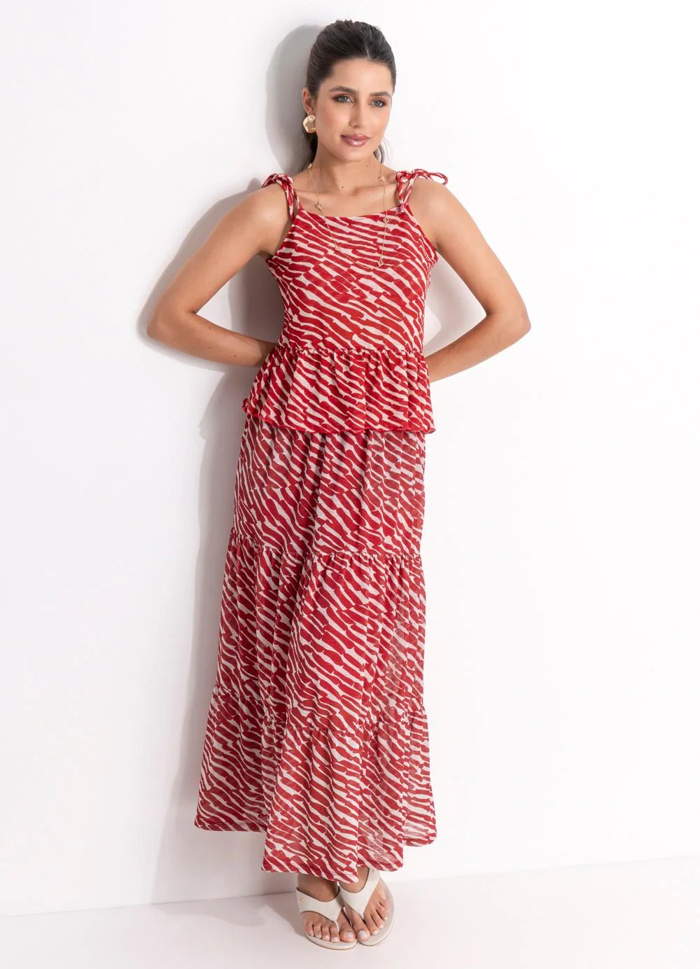 Quintess - Blusa Animal Print em Malha Plissada