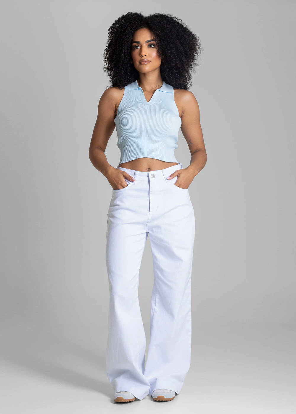 Calça Sarja Sawary Wide Leg Petit - 283155 BRANCO