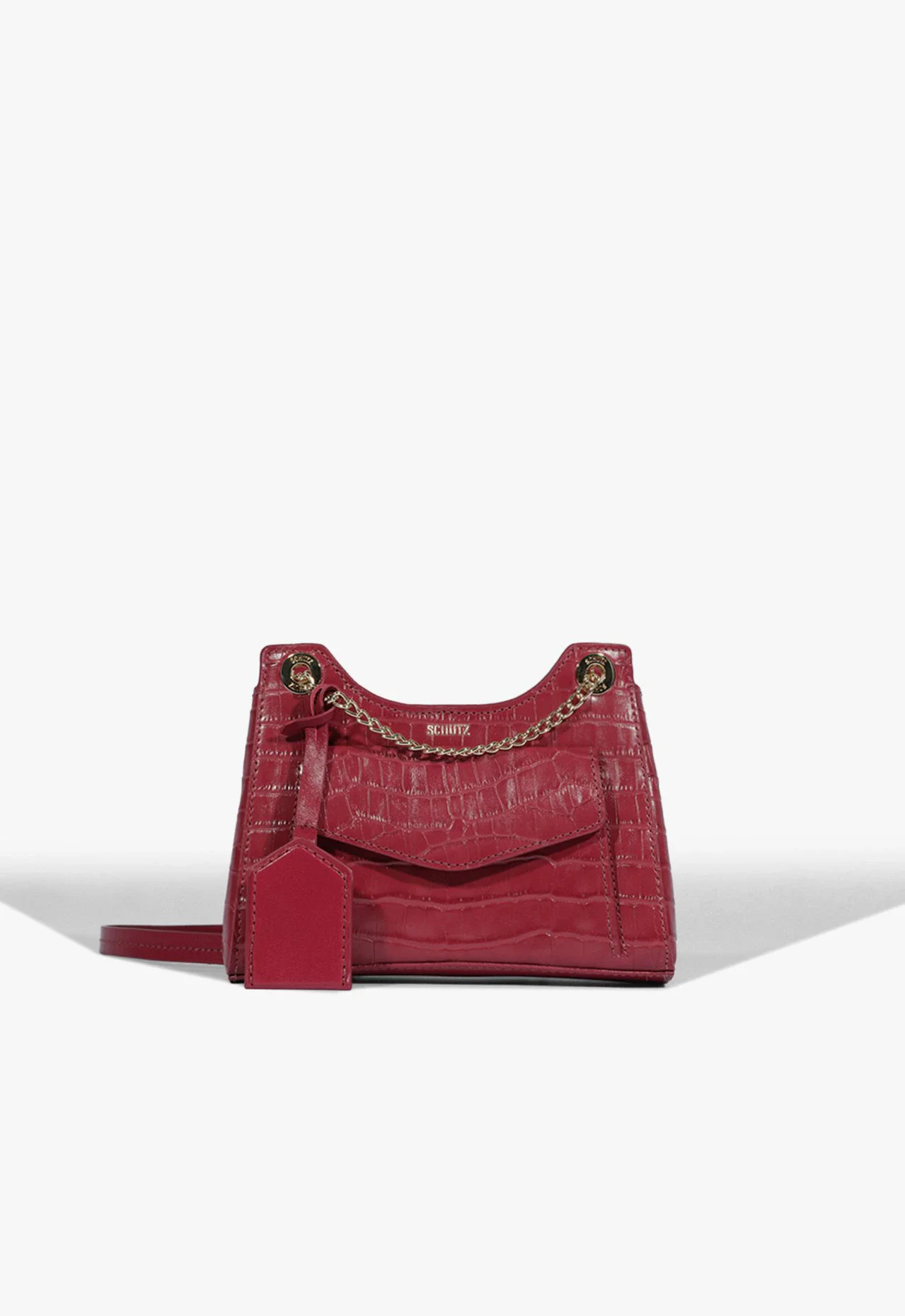 Bolsa Tiracolo Couro Croco Vermelho