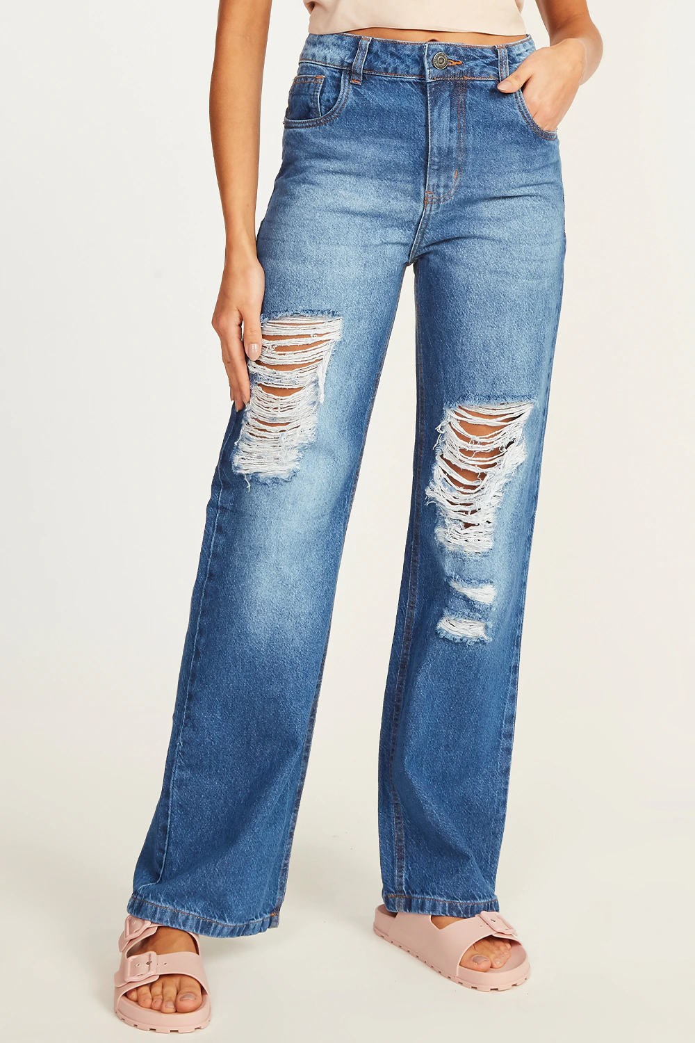Calca Jeans Wide Leg Feminina Aeropostale - Blue Jeans