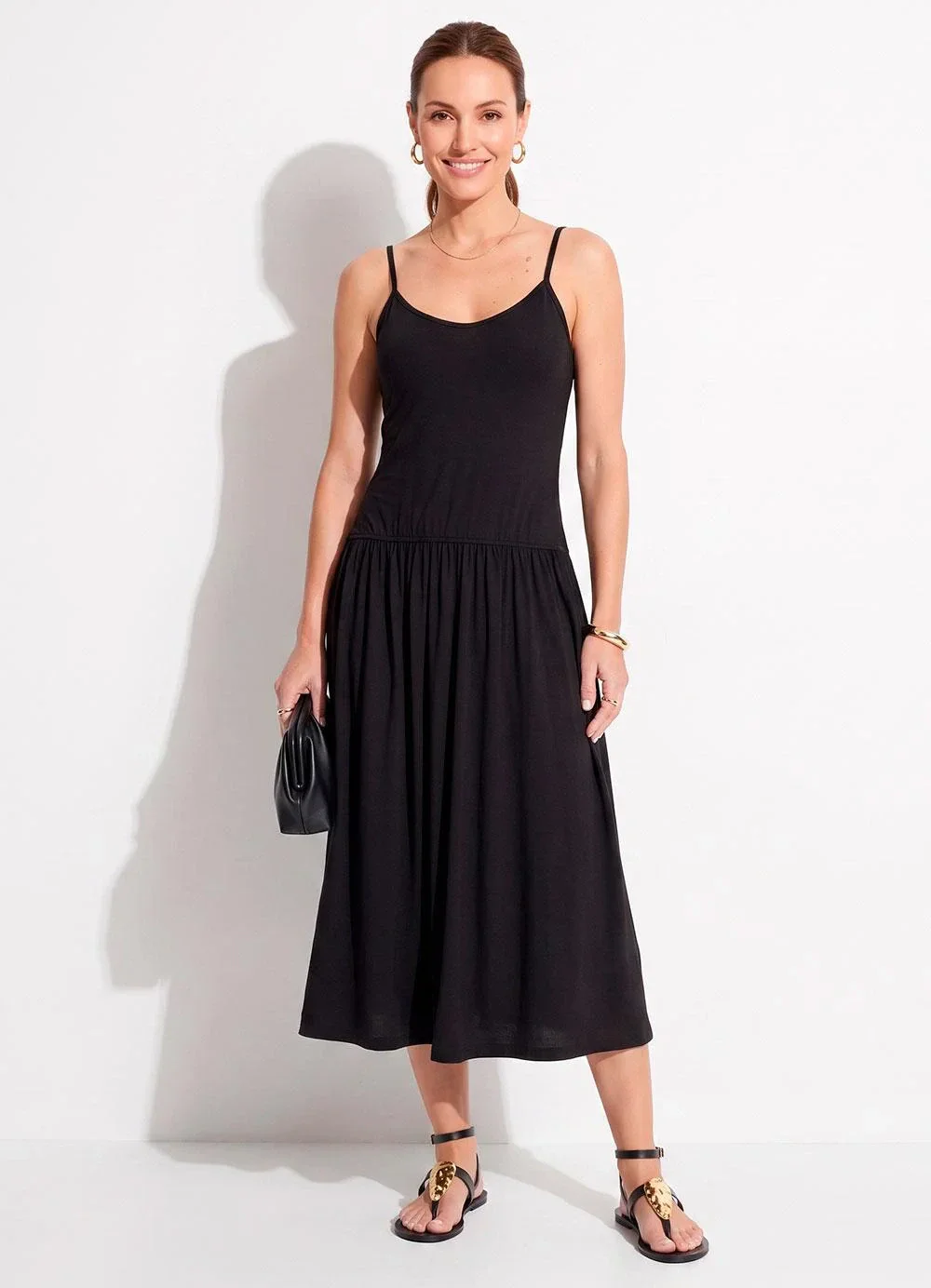 Quintess - Vestido Preto em Malha Suede