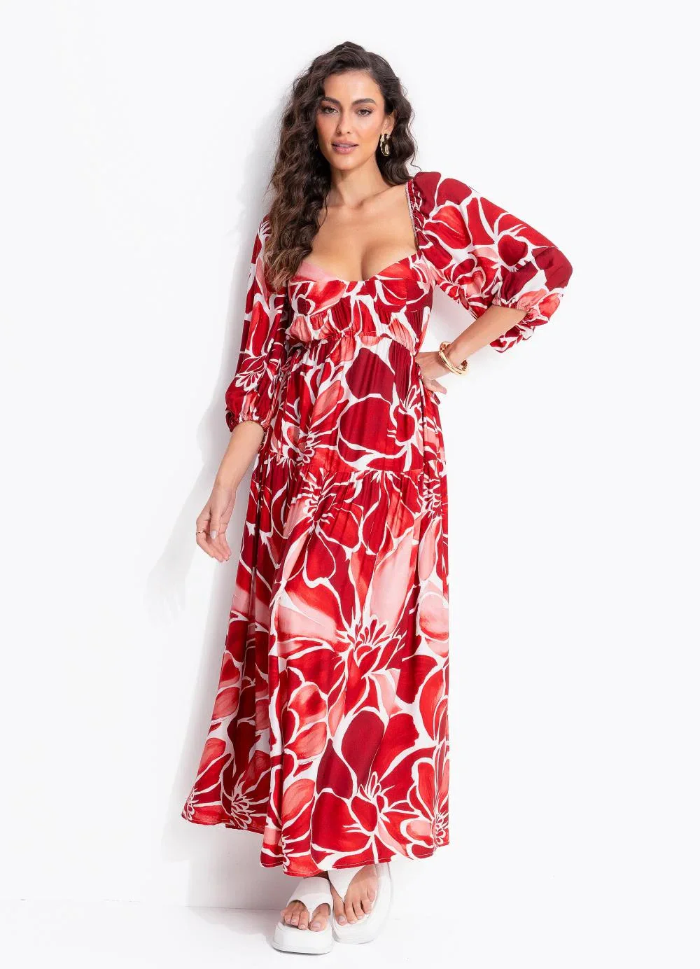 Farm - Vestido Longo Jardim de Amora Off White