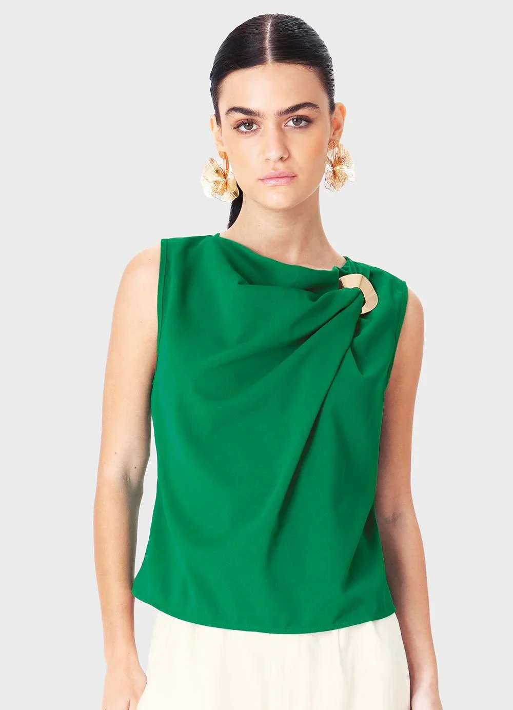 Enfim - Blusa em Crepe com Argola Verde
