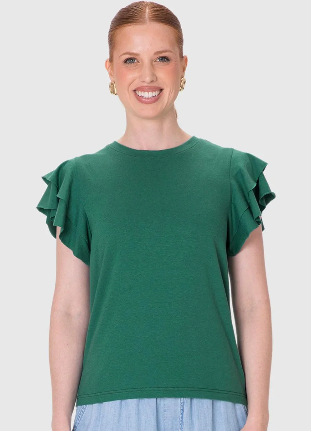 Malwee - Blusa Babados Malha Linho Verde