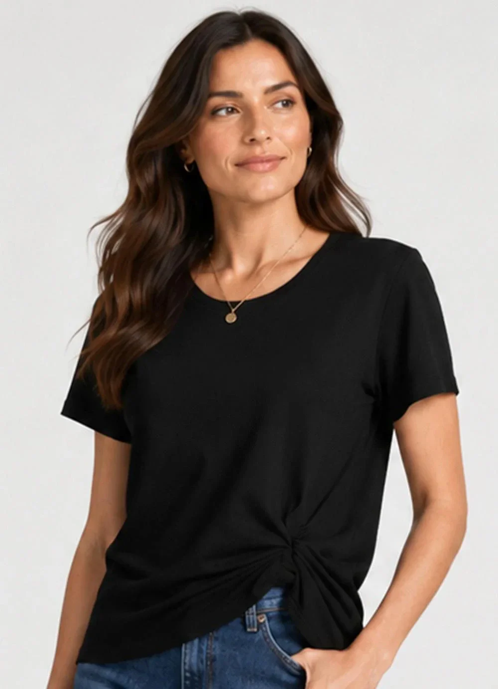 Infinita Cor - Blusa Feminina com Nó na Frente Preto