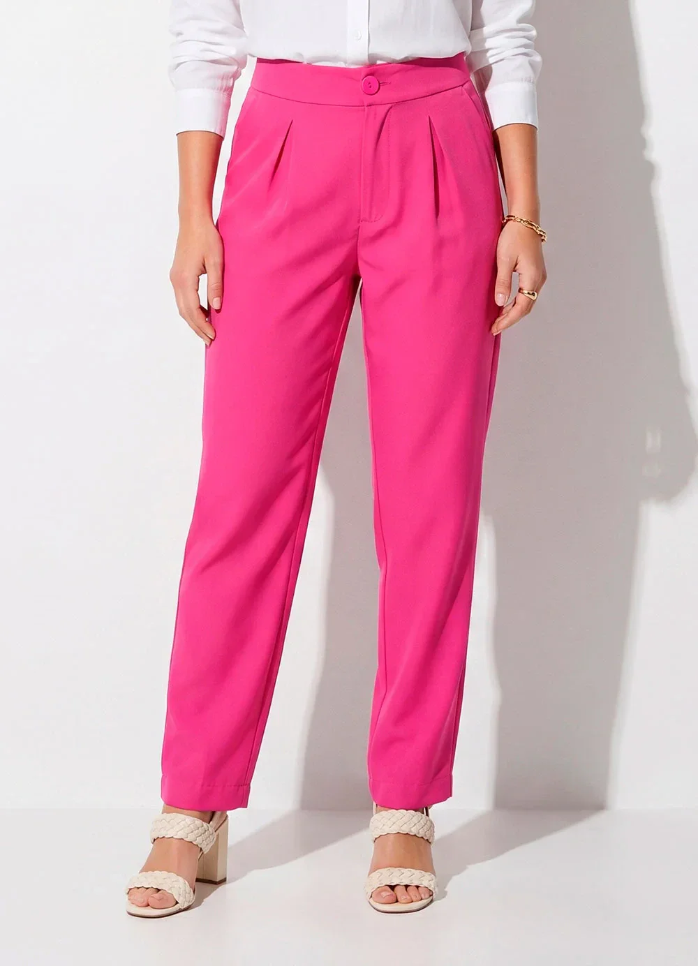 Quintess - Calça Pink em Crepe Plano