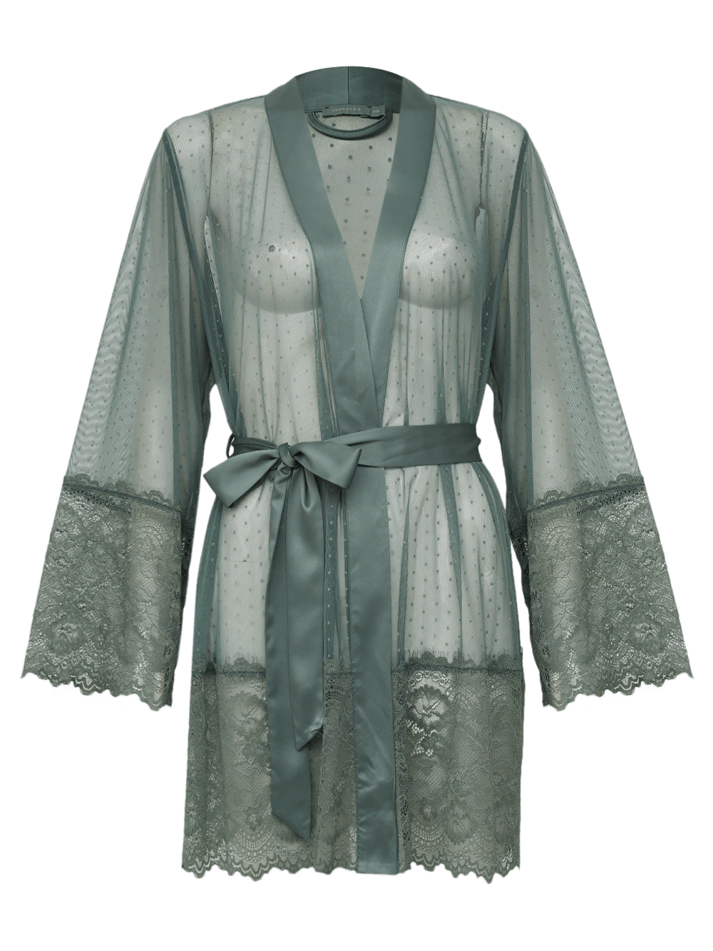 Robe Curto Manga Longa Renda Mila Verde Laurel Wreath