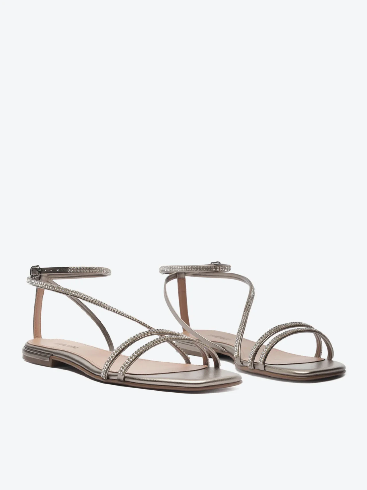 Rasteira Tiras Finas Glam Prata