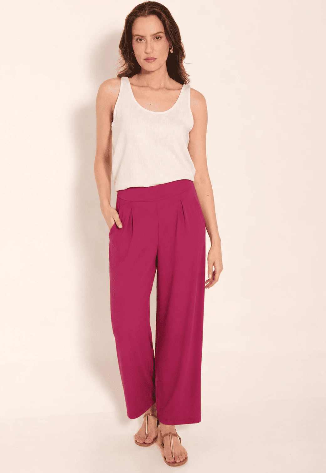 Calça Feminina Fluxy Ampla com Pregas